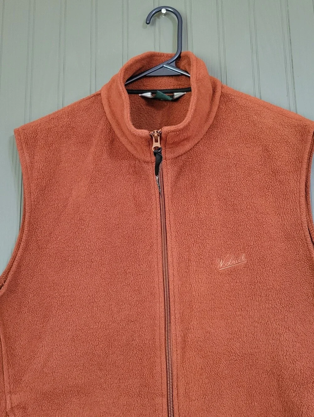 Woolrich Fleece Full-Zip Vest Sleeveless Pockets Burnt Orange Men's Large